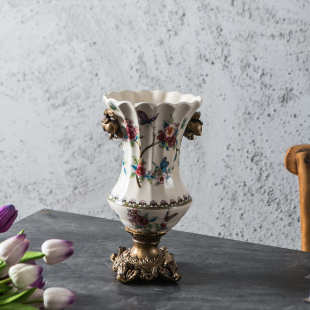 厂家新品美式复古陶瓷花瓶创意家居摆件装饰品欧式高足迪拜花瓶