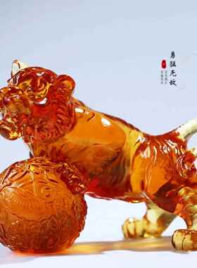 琉璃老虎摆件勇猛无敌居家客厅办公桌面摆放装饰商务节日送礼生肖