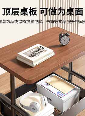 ZCI可移动双卧层茶轮几小推车边几客厅沙桌发收纳带茶桌室置物架