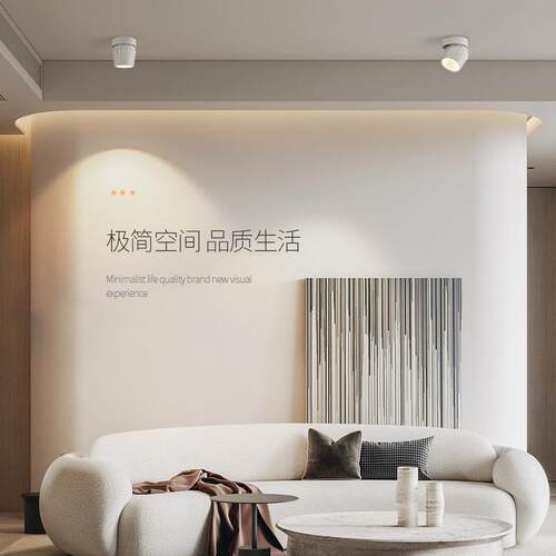 明装射灯可调角度led圆形小筒灯家用防眩洗墙灯吸顶式客厅无主灯