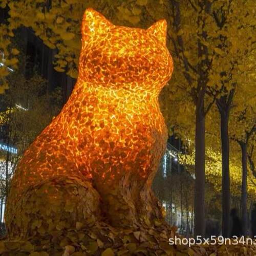 枫叶主题景观落叶仿真猫咪摆件网红打卡拍照户外装饰商场美陈布置