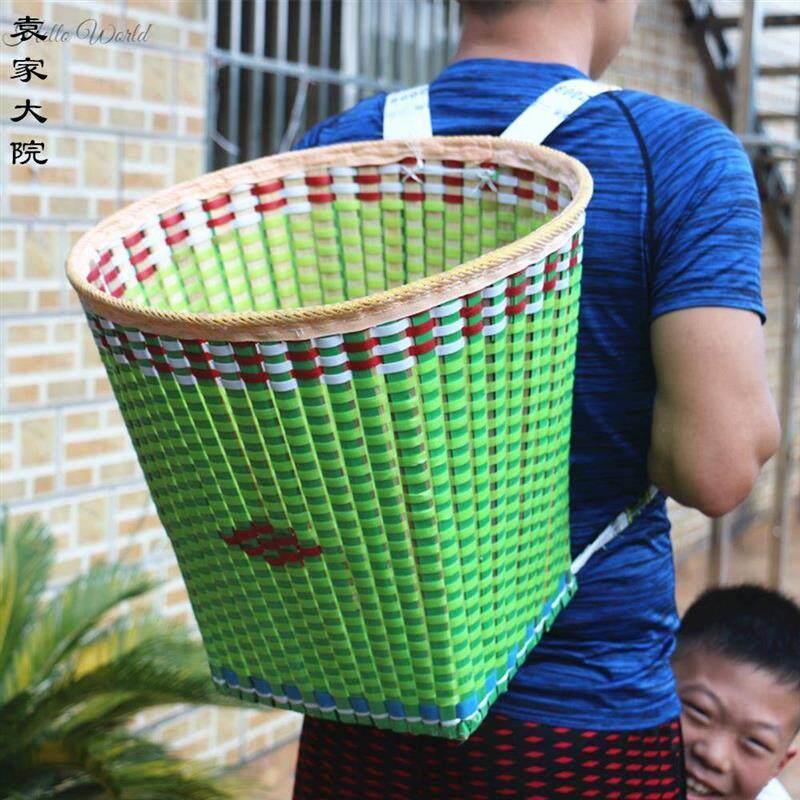 背篓竹编云贵川背篓农村家用竹篮收纳筐彩色竹篓买菜背篼采摘竹篮