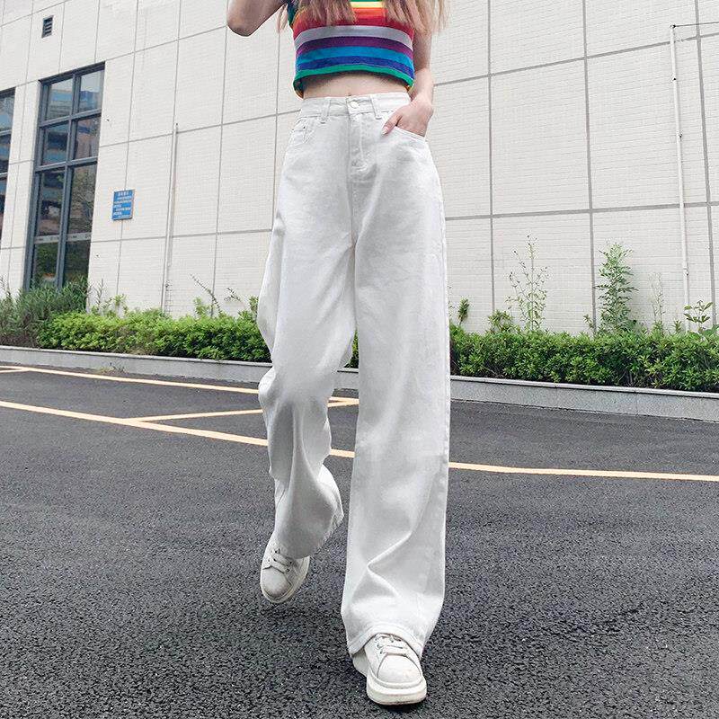 高腰牛仔裤女夏季2025年新款白色直筒显瘦宽松薄款休闲阔腿拖地裤