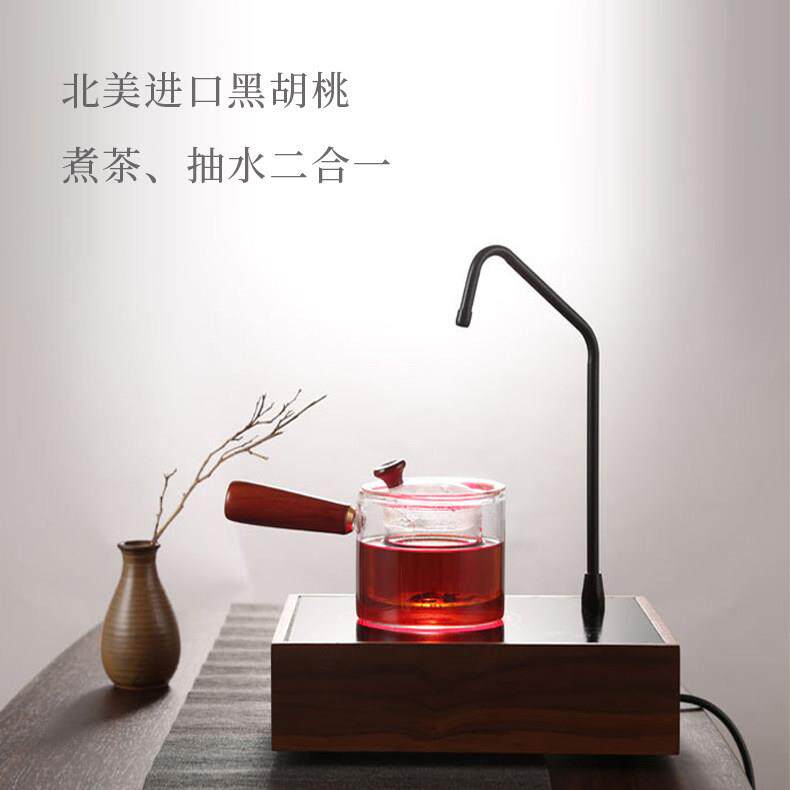 自动上水电陶炉煮茶壶抽水一体泡茶烧水壶静音快煮壶实木茶具