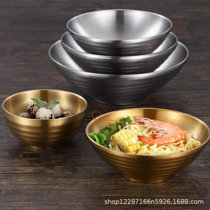 304不锈钢面条碗201螺纹碗拉面碗大号冷面碗麻辣烫碗餐具商务礼品