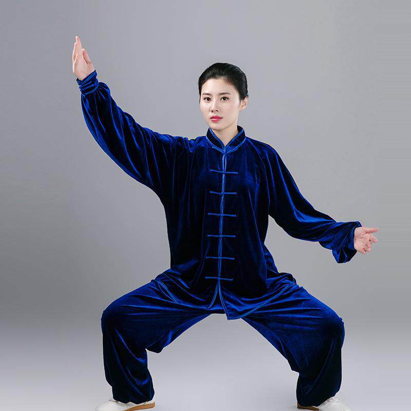 正品金丝绒太极服女秋加厚南韩绒太极老拳服冬男装武术冬季练功服