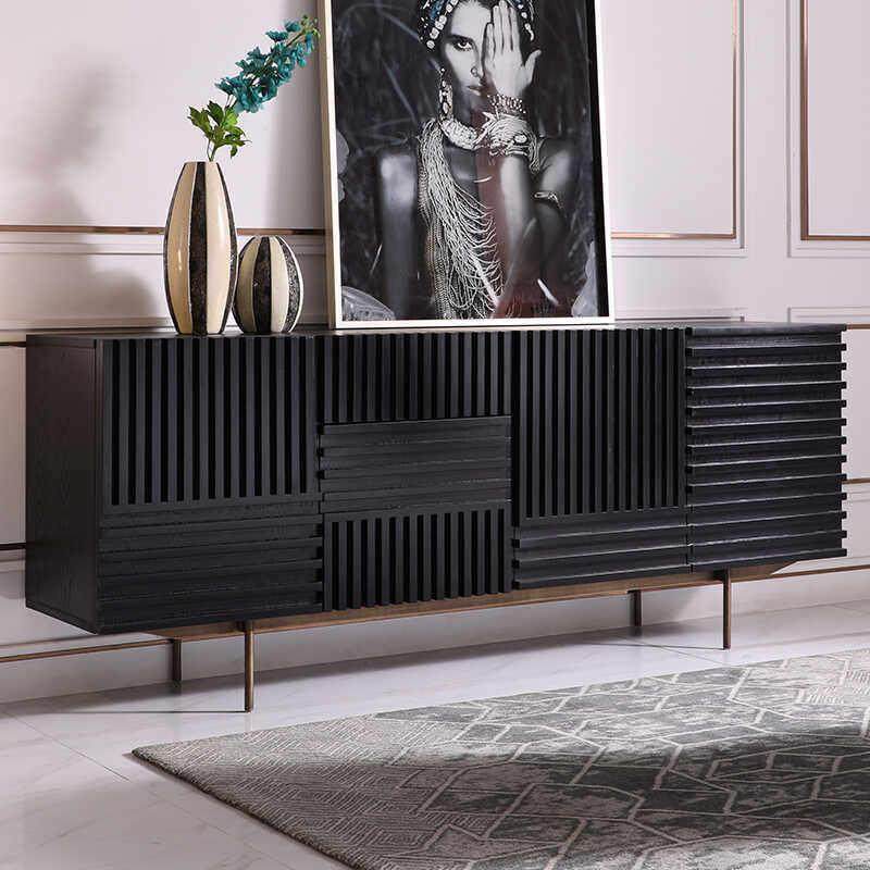 意式黑色橡木电视柜餐柜北欧风个性创意收纳柜装饰柜茶水柜定制,住宅家具,餐边柜,淘宝优惠券,粉丝福利购,淘宝优惠卷