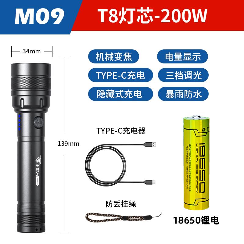 新款野人强光电筒可充电户外超亮远射家用小便小型携耐用氙气手LE图片