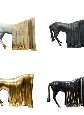 新中式现代软装售楼部装饰样板间书房客厅茶几金属马果盘组合摆件