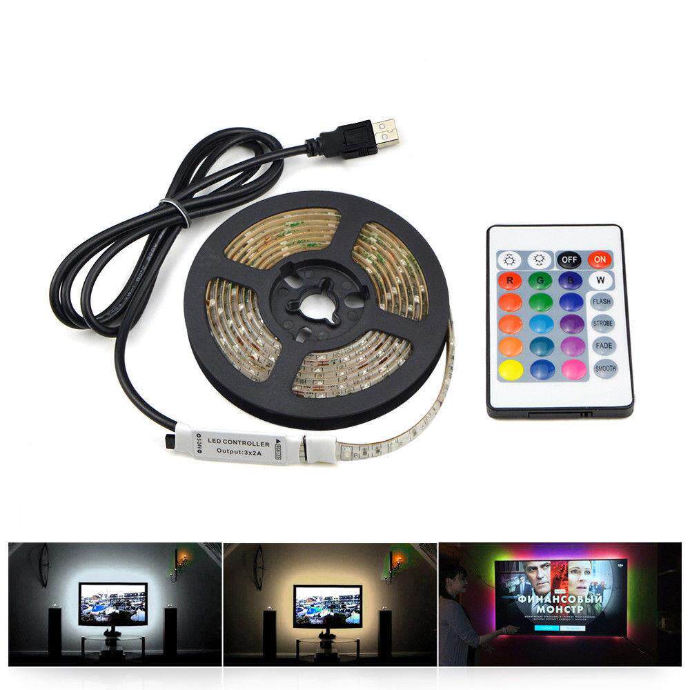 USB5V3528电视背景灯带1米2米3米4米5米24键控制器