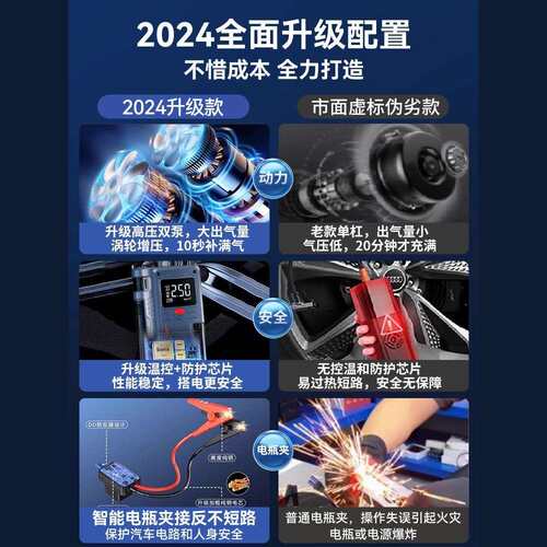 车载无线充气泵便携式汽车轮胎专用打气泵测压电动气筒启动一体机