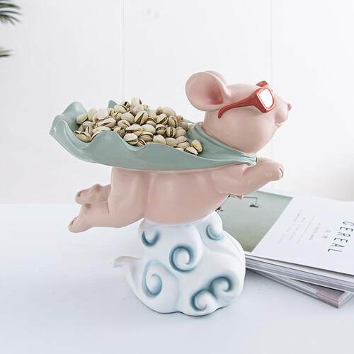 创意可爱北欧现代简约老鼠客厅茶几玄关钥匙糖果收纳置物装饰送礼