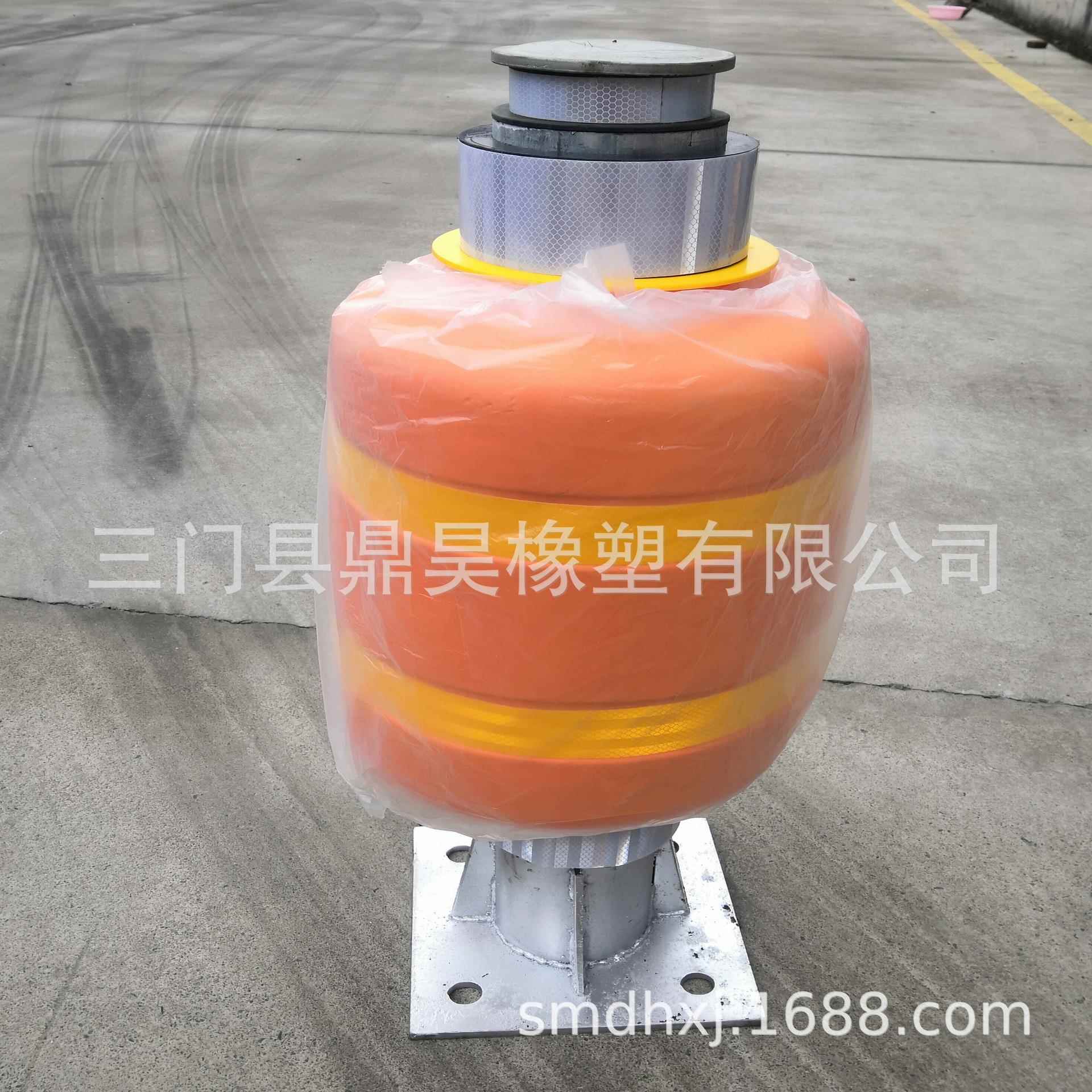 旋转式EVA防碰撞高弹性警示反光桶弯道警示防翻车塑料桶含立柱