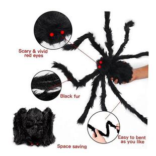 90cm万圣节黑色长毛绒蜘蛛装 75cm 饰 50cm 30cm