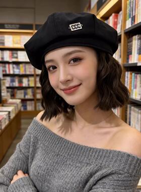 化疗帽子女款2026新款英伦风贝雷帽子假发可拆女短卷发新款ins韩