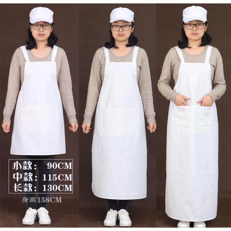 背带白色布围裙套袖套装鸭舌帽纺织厂围裙白色包邮厨房工作服男士