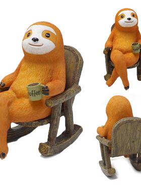 跨境摇椅树懒摆件创意树脂花园户外装饰园林工艺景观动物雕像