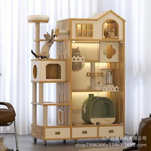 猫城堡大猫大号猫笼别墅三层实木大型豪华木质家用猫笼子多层猫柜