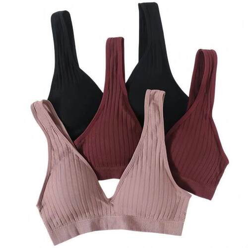 Seamless Bras For Women Sports Ribbed Bra Deep V Female Nonw