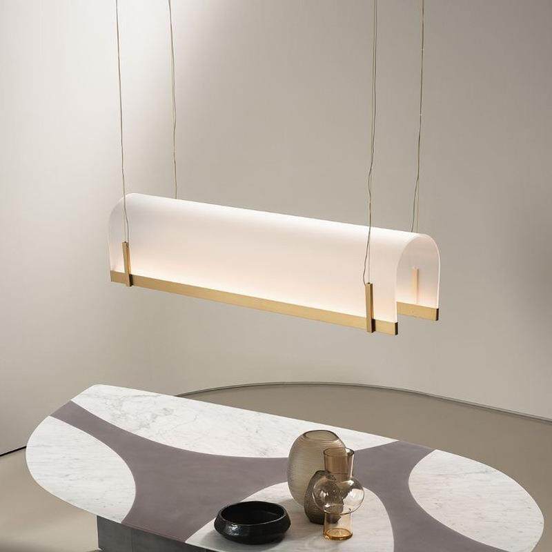 简约餐厅长条亚克力异型灯设计师吧台办公房桌展厅样板间导光吊灯