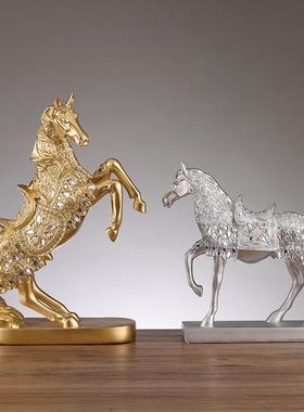 马年摆件客厅高端精致摆件金马书柜战马上发财隔断乔迁新居送礼树