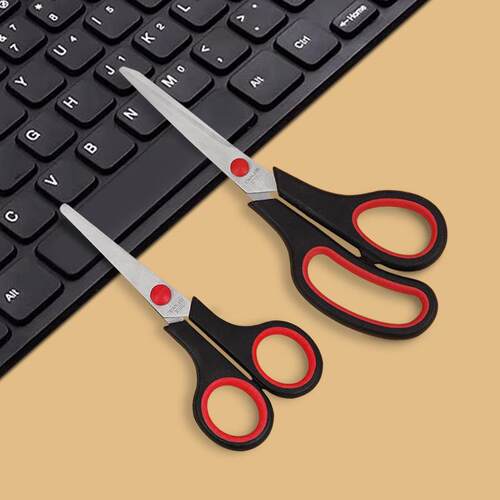 Rubber and plastic handle household and office scissors, 8-i