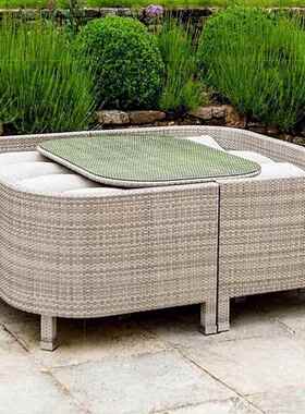 户外藤沙发双人阳座茶几组合店藤编发仿藤塑料沙露天85775台花酒