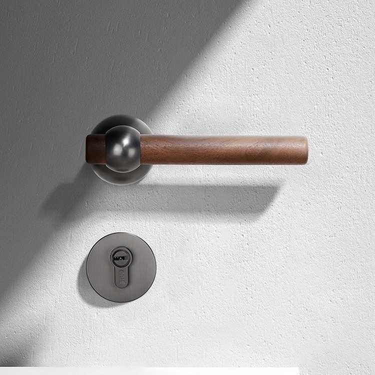 高定胡桃木门锁室内家用实木房门锁卧室木门把手分体锁卫生间锁具