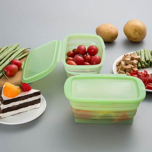 Collapsible Silicone Food Storage Box, Fresh Fruit and Veget