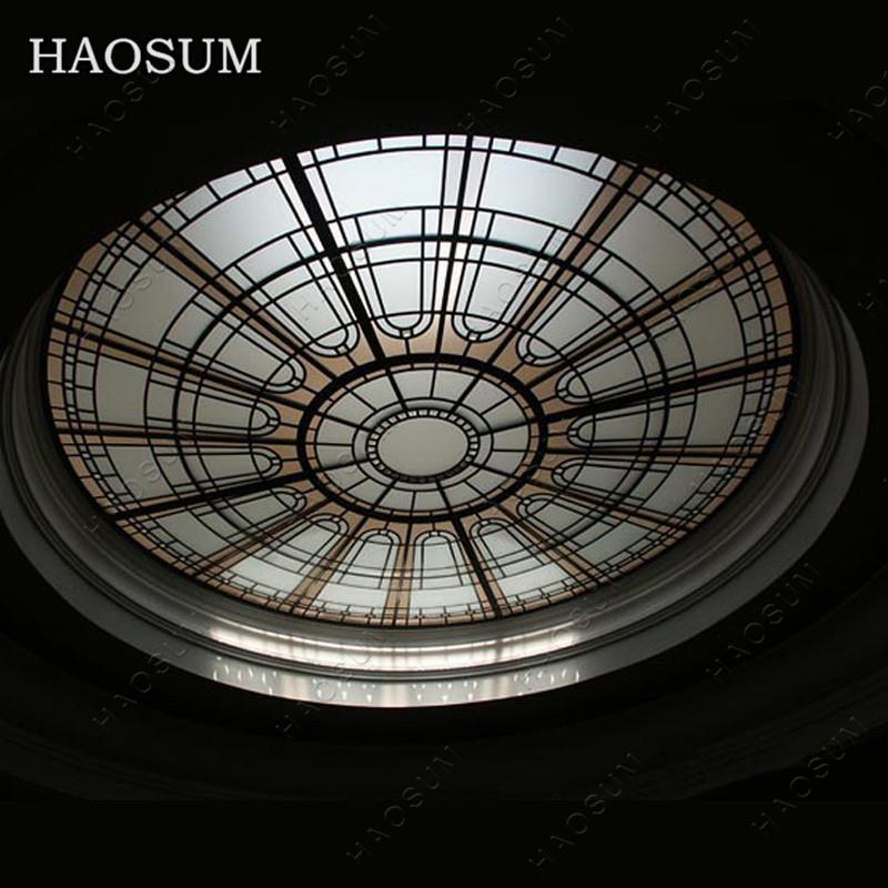 教堂玻璃穹光顶彩色玻璃天花顶855玻璃窗采光顶酒店场采穹商顶