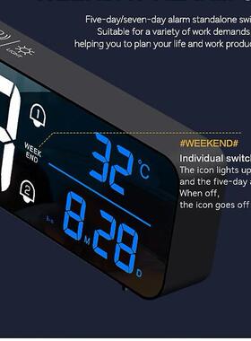 充电版控大屏L声ED数码乐挂钟工作LD8810-2日贪睡台钟2组闹音钟温