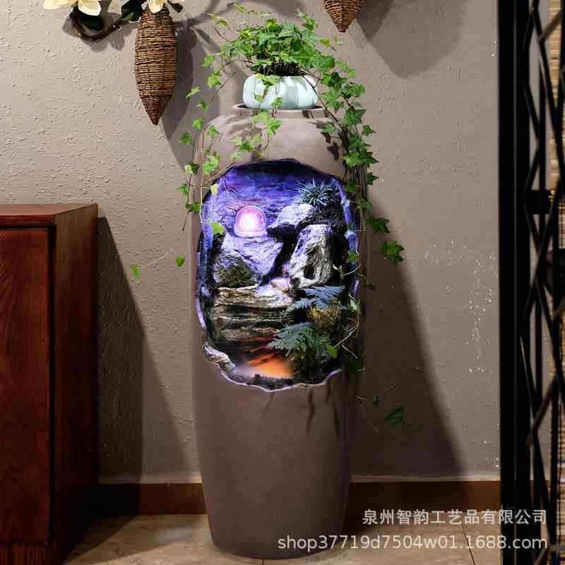 中式假山喷泉流水摆件招财客厅电视柜边办公室阳台别墅家居装饰品