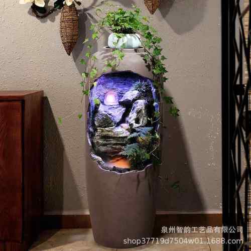 中式假山喷泉流水摆件招财客厅电视柜边办公室阳台别墅家居装饰品