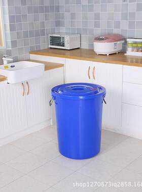 200L大号钢化塑料垃圾桶圆形水桶储水桶带盖加厚塑料桶