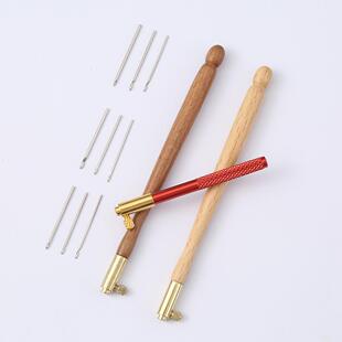 法式反绣榉木手柄钩花珠绣刺绣针返绣串珠亮片绣套装金属法绣钩针