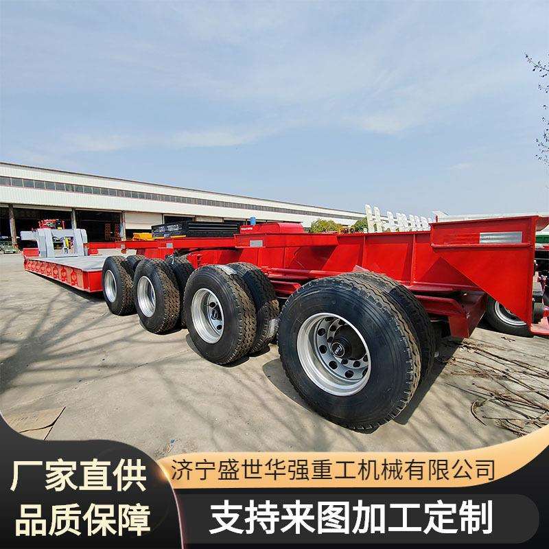 跨境销售17米大件运输低平板半挂车4轴工程机械运输高低高轴线车