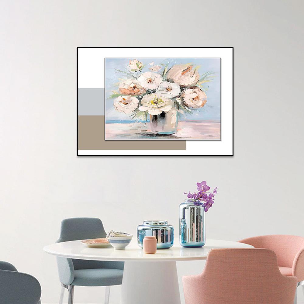 餐厅装饰画轻奢花卉立体微雕挂画餐桌壁画走廊卧室单联装饰画