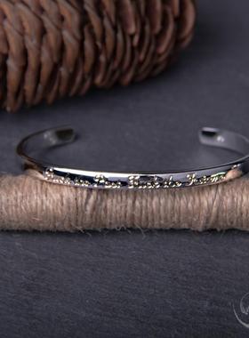 高档RUND盾ECOVER 银手镯 高桥纹身图腾锯齿腕饰 GI情Z侣纯银手饰