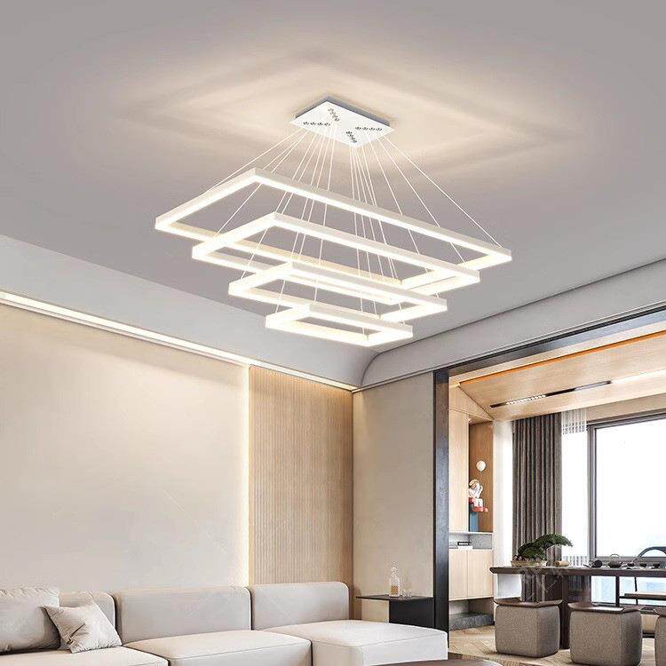 别墅复式楼中空跃层大吊灯挑空现代简约楼中楼loft公寓方形客厅灯