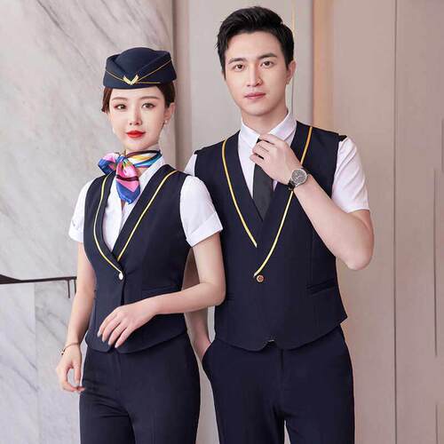 职业装酒店前台工作服空乘礼仪马甲套装男女餐饮服务员工装制服夏