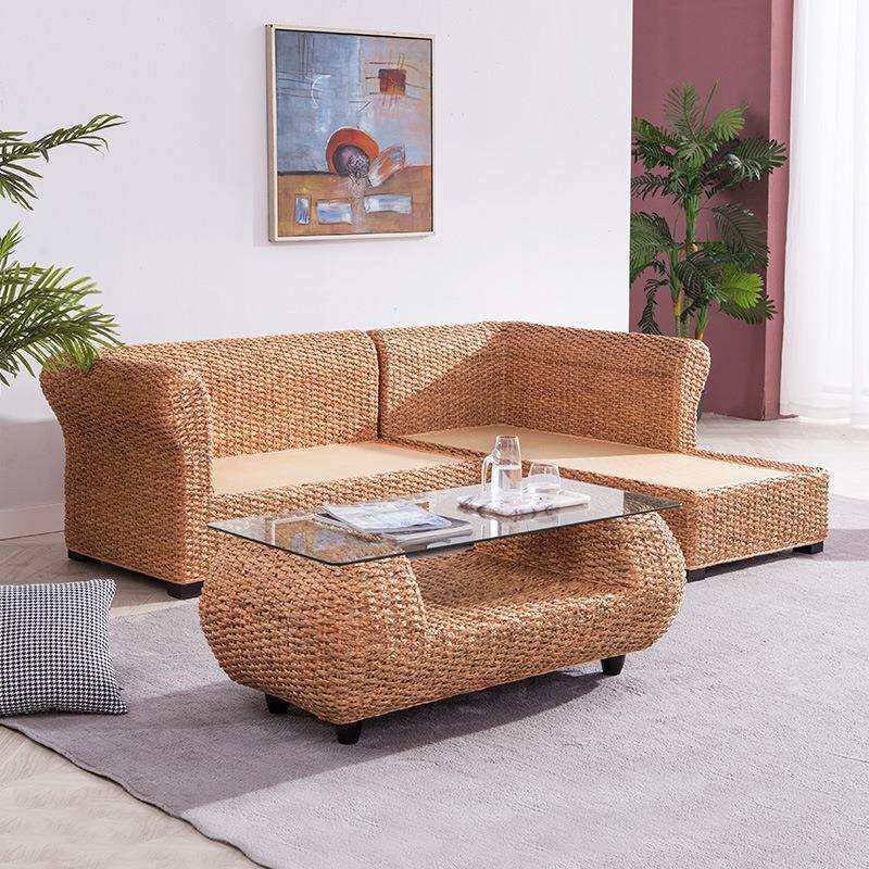 相会 客厅藤编贵妃椅小型转角藤椅沙发组合三人藤制家具懒人简约