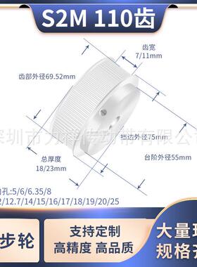 同步带轮S2M110齿BF型齿宽7/11内孔1214151617181920齿形带同步轮