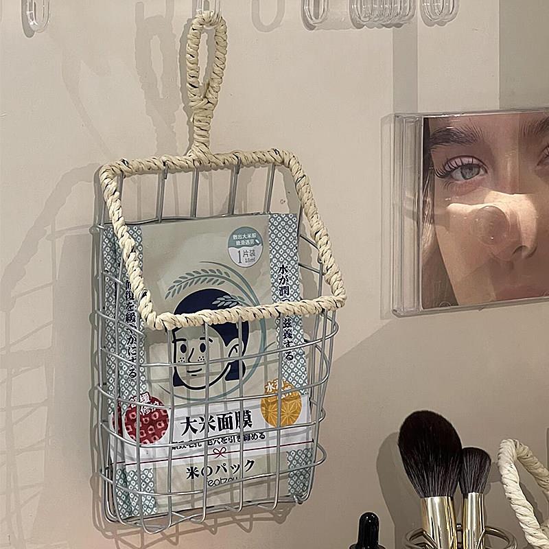 面膜收纳筐可挂式铁艺置物篮ins风杂物挂架高颜值化妆品收纳神器