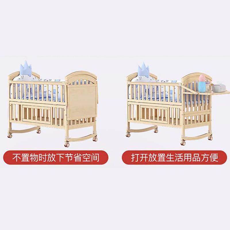 白色实木欧式婴儿床可移宝多功能摇篮儿童拼接大床新生儿bb