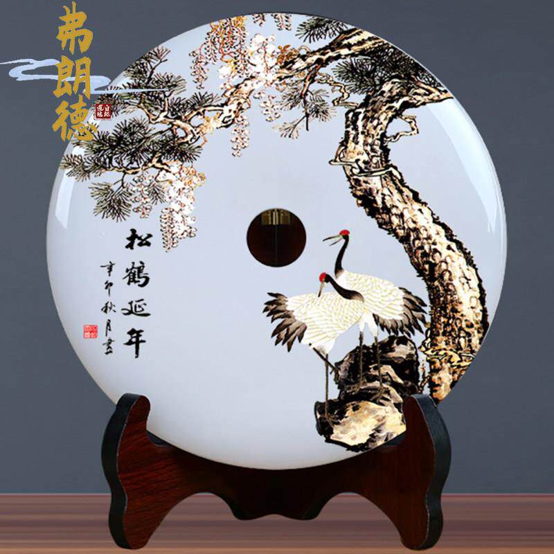 弗朗德祝寿贺寿送老人生日礼物寿字摆件松鹤延年玉石平安扣