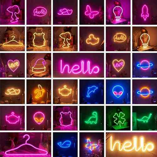 厂家直供LED霓虹灯蝴蝶装饰灯星球新款造型灯亚马逊现货摆拍夜灯