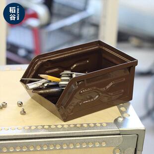 稻谷藏库DULTON金属收纳盒 置物工具箱多功能斜口抽屉储物盒小号