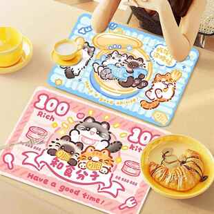 学生餐垫隔热垫防水防油免洗家用餐桌用防烫耐高温皮革高级感可爱