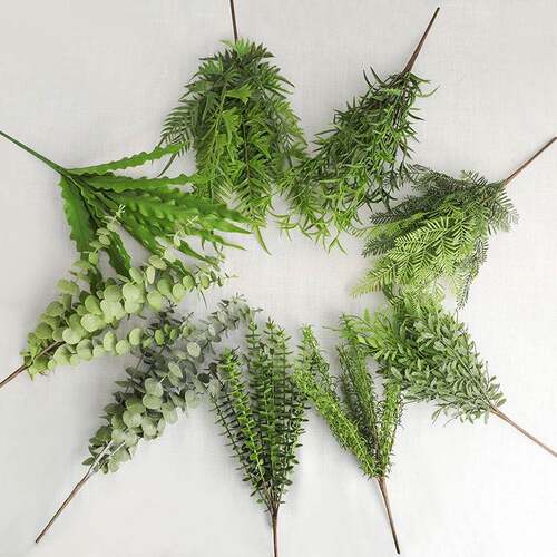 桌面微景观装饰仿真水草蕨叶蕨草 森系花箱植物配材塑料金钱叶