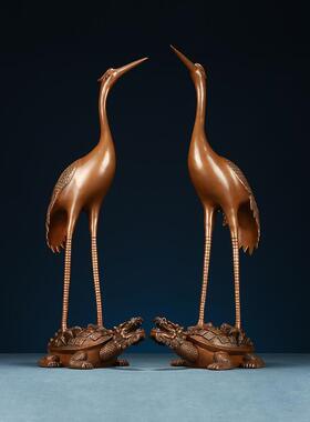 艺紫龙铜头龟鹤摆家居办公室落地鹤装饰工TXX紫铜品门件厅摆设